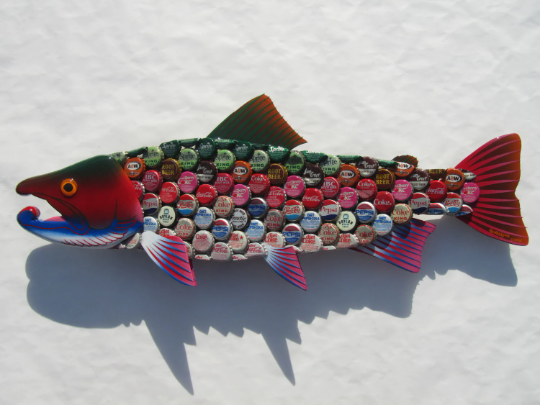 Rainbow Trout made with Soda or Pop Bottlecaps